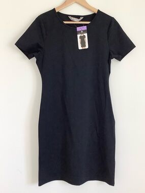 Tuff Athletics Black Short-Sleeve Midi Sheath Summer Dress Stretchy Size XS  NEW